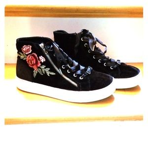 Bebe Velvet Embroidered High Tops